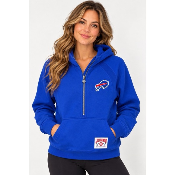 lululemon athletica Tops - Lululemon Scuba Oversized Half Zip Hoodie Buffalo Bills Women's XL/XXL NWT